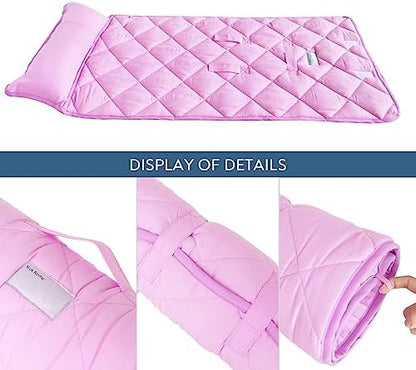 Premium microfiber toddler mat with plush minky dot blanket texture close up view