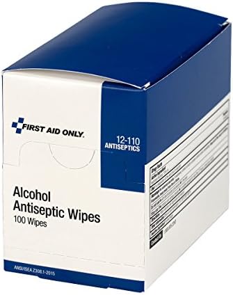 USA imported First Aid Only alcohol wipes box side details