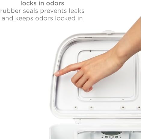 Ubbi adult diaper pail with lid open