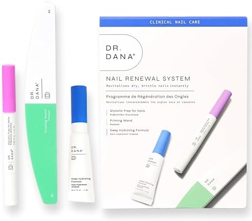 Dr Dana Nail Renewal System three step breakdown showing priming wand and hydrator