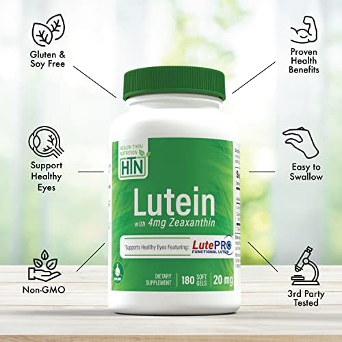 Health Thru Nutrition Lutein 180 softgels package ingredients detail