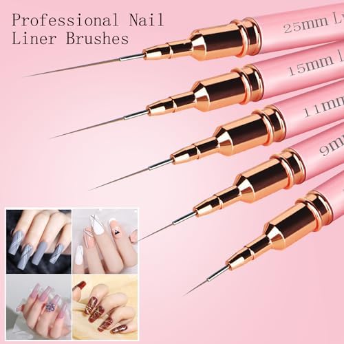 Lykjdnz nail art brush set showing various bristle lengths