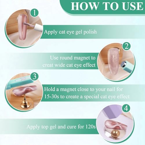 Professional cat eye gel polish design using magnet tool