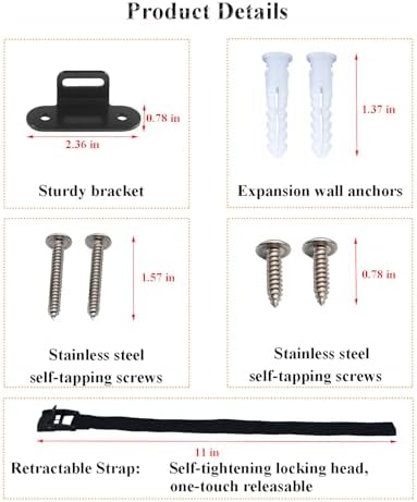 OKE furniture safety anchors securing a wooden dresser close up view