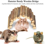 Small animals interacting with the bendable wooden hideout