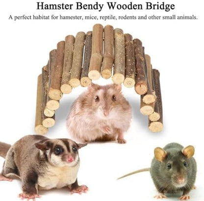 PINVNBY 2 PCS Hamster Toys, Wooden Hamster Ladder Bridge Tunnel Hide, Guinea Pigs Cage Accessories Natural Hideout for Small Animals Chinchillas Guinea Pigs Mouse Rat Ferret Rodents - Image 5