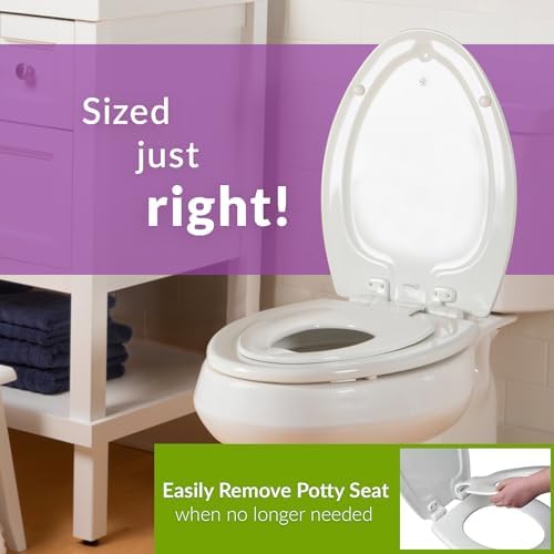 Mayfair STA-TITE fastening system hardware on round white toilet seat base to prevent wiggling
