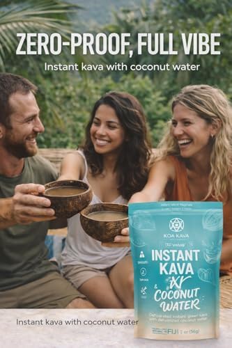 Koa Kava authentic USA imported relaxation supplement pouch on countertop
