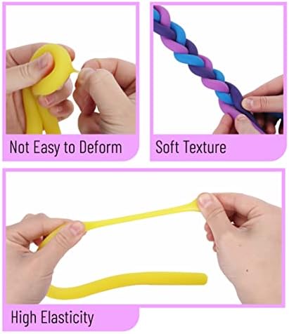 Set of 9 vibrant monkey noodle fidget toys