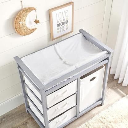 Badger Basket baby changing pad top view on dresser