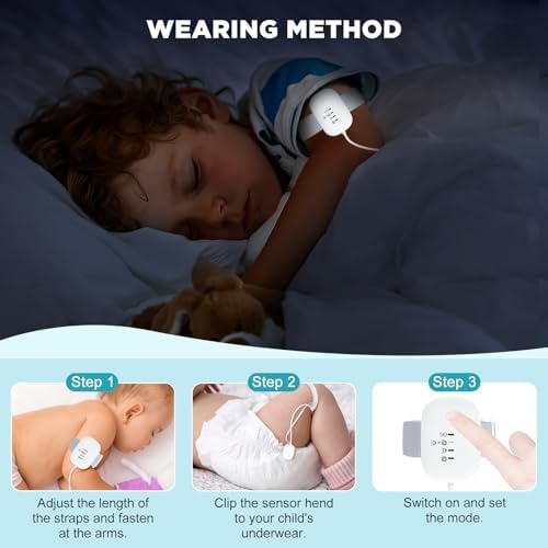 LINGSFIRE bedwetting alarm packaging with progress tracking components.