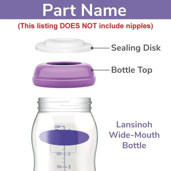 Six purple bottle caps and six white silicone disks laid out on a clean surface
