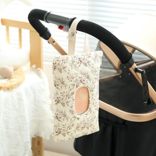 BBIQI floral diaper pouch hanging on a stroller