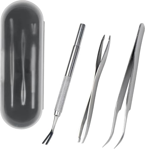 Close up of high quality stainless steel tick removal tools for pets and humans