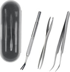 Close up of high quality stainless steel tick removal tools for pets and humans