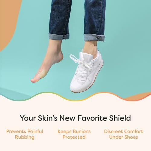 Comparison of ZenToes adhesive pads being worn inside a tennis shoe.