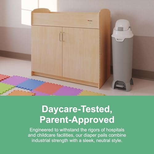 Foundations durable gray diaper pail lifestyle setting