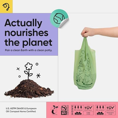 Green Elephant potty bags packaging reverse side details