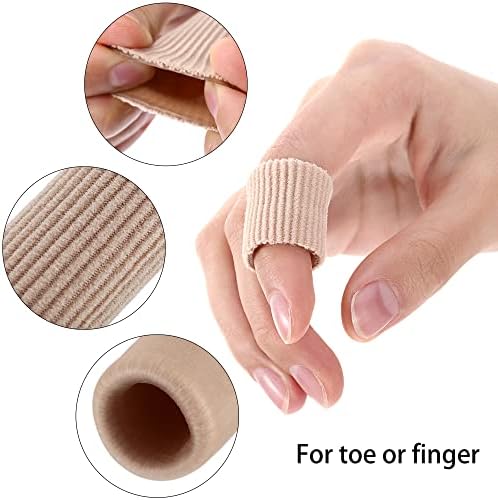 Assorted sizes of skin colored toe cushion tubes for hammer toe support.
