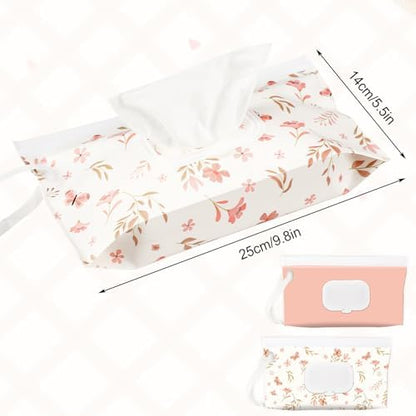 Febsnow portable refillable wet wipes pouch with pink flower design