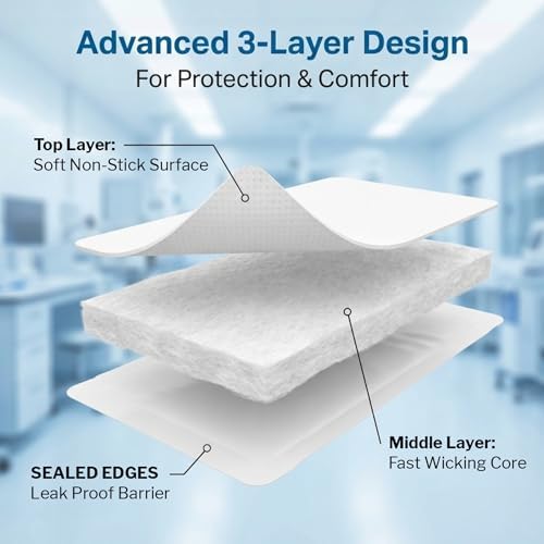 Thick nonwoven cellulose absorbent pad illustrating the sealed edges designed to prevent fluid leakage.