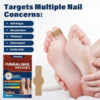Close up of 8-hour overnight nail treatment patch application on toenail.