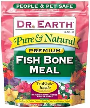 Granular texture of Dr. Earth organic fish bone meal plant food