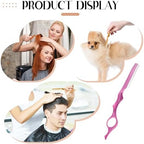 Side profile of the pink hair styling razor comb