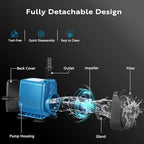 TONGCHANT fish tank pump highlighting the wear resistant stainless steel impeller shaft.