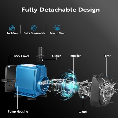 TONGCHANT fish tank pump highlighting the wear resistant stainless steel impeller shaft.