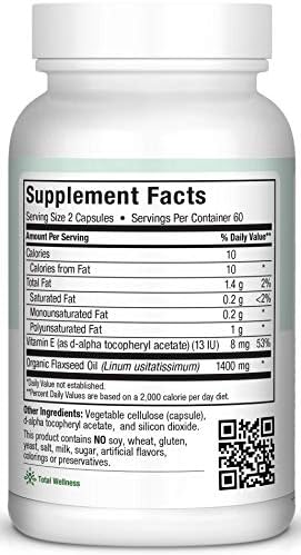 Maxi Health Flaxseed Oil supplement facts nutritional label