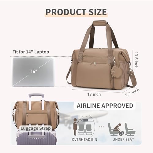 Cei-Cei travel tote shown with adjustable shoulder strap and accessories