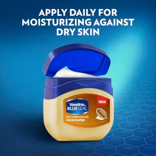 Travel size Vaseline Blueseal Cocoa Butter Jelly packaging
