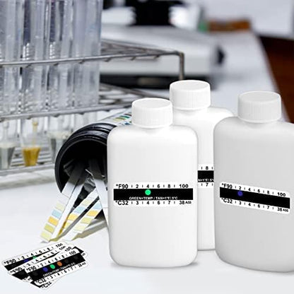 Close up of Remagr translucent 100ml bottle with temperature strip applied.
