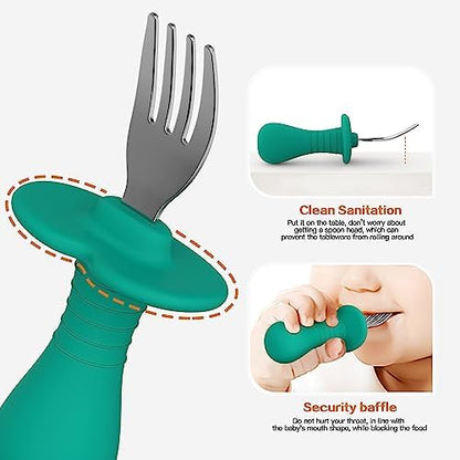 Ergonomic wide grip handle feature of toddler fork