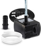 Novique mini fountain pump with adjustable flow dial and premium black finish.