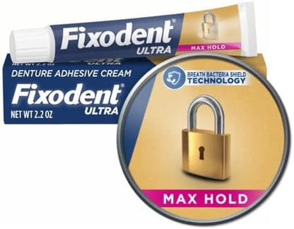 Fixodent ultra max adhesive 7 tubes multi-month supply for daily denture wearers
