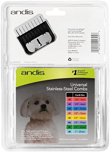 Close up of Andis stainless steel clipper attachment combs