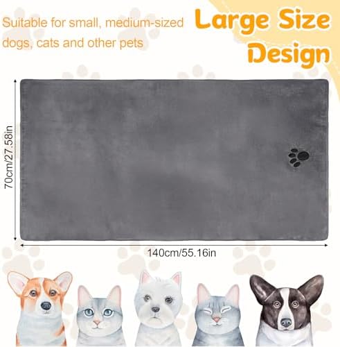 Microfiber pet bath towel spread out to show size