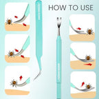 MEDUWEDU Tick Removal Tool Kit for Dogs, Cats & Humans - Stainless Steel Tick Tweezer, Fork & Dual-Head Clamp with Leather Pouch, Safe & Easy Tick Remover for Pets, Ideal for Grooming & Outdoor Travel - Image 6