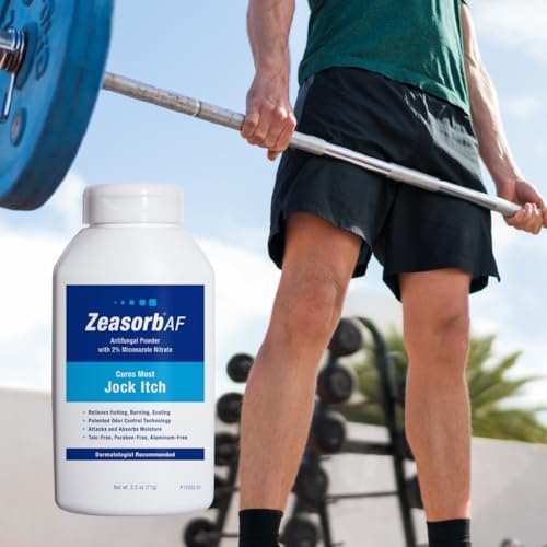 Zeasorb authentic USA imported antifungal treatment powder side profile view.