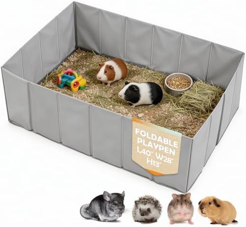 MEEXPAWS Small Animal Playpen, Foldable Hamster Guinea Pig Playpen for Indoors or Travel Large, 40" x 28" x 13", Waterproof, No Assembly Portable Guinea Pig Enclosure, Plastic Rat Ferret Play Pen - Image 2