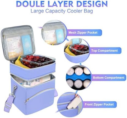 Double layer insulated baby bottle cooler bag side view