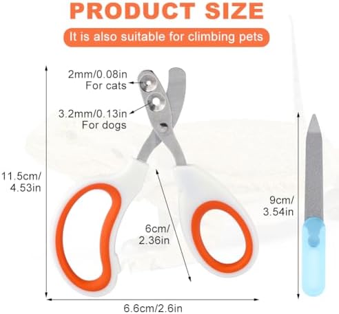 Cat nail clippers with integrated safety guard hole close up view