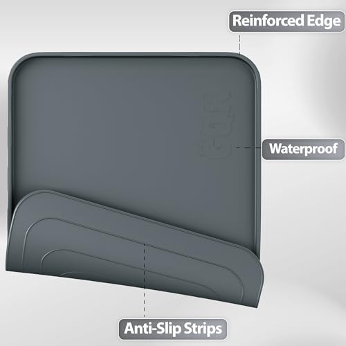 GQK Silicone Dog and Cat Food Mat in gray color flat lay