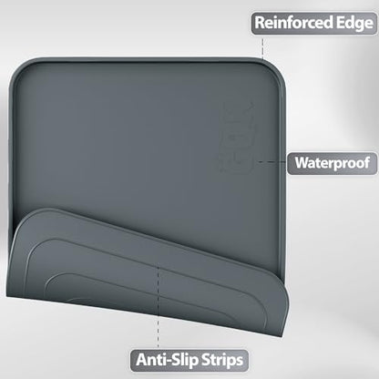 GQK Silicone Dog and Cat Food Mat in gray color flat lay