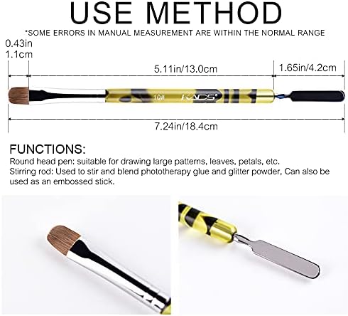 Detail view of the metal stirring rod end on Kads nail brush