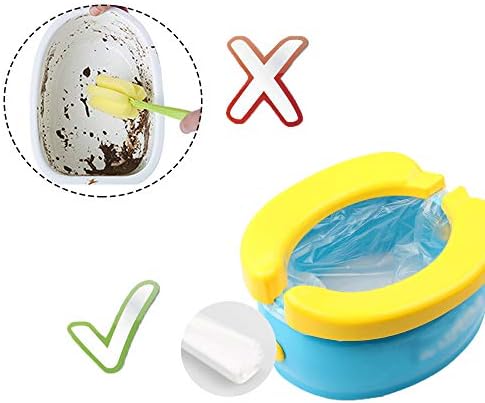 Panxxsen disposable potty training bags shown next to a standard tape measure indicating the 17.3 by 9.4 inches dimensions.