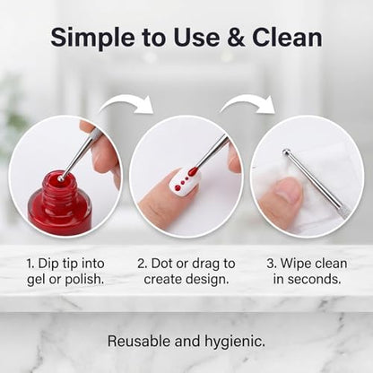 Detailed shot of stainless steel tips for precise nail polish application