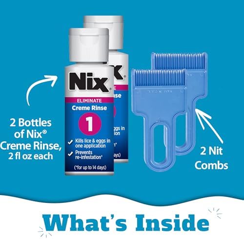 Side profile of Nix lice treatment packaging with two nit removal combs.